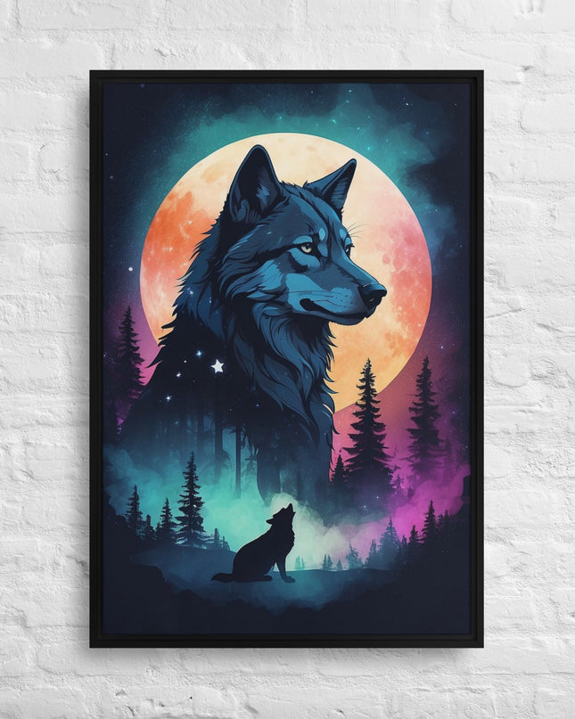 Lone Wolf - Digital Art - Framed canvas - FREE SHIPPING