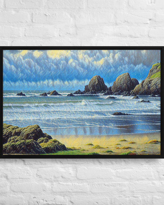 Oregon Coast - Digital Art - Framed canvas FREE SHIPPING