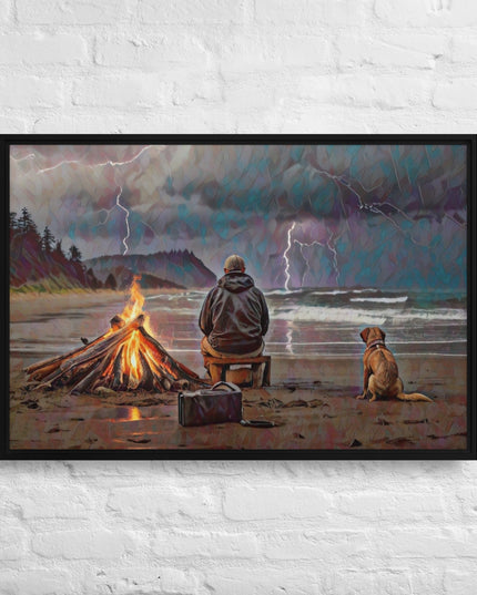 Bonfire in the Storm Digital Art - Framed canvas - FREE Shipping