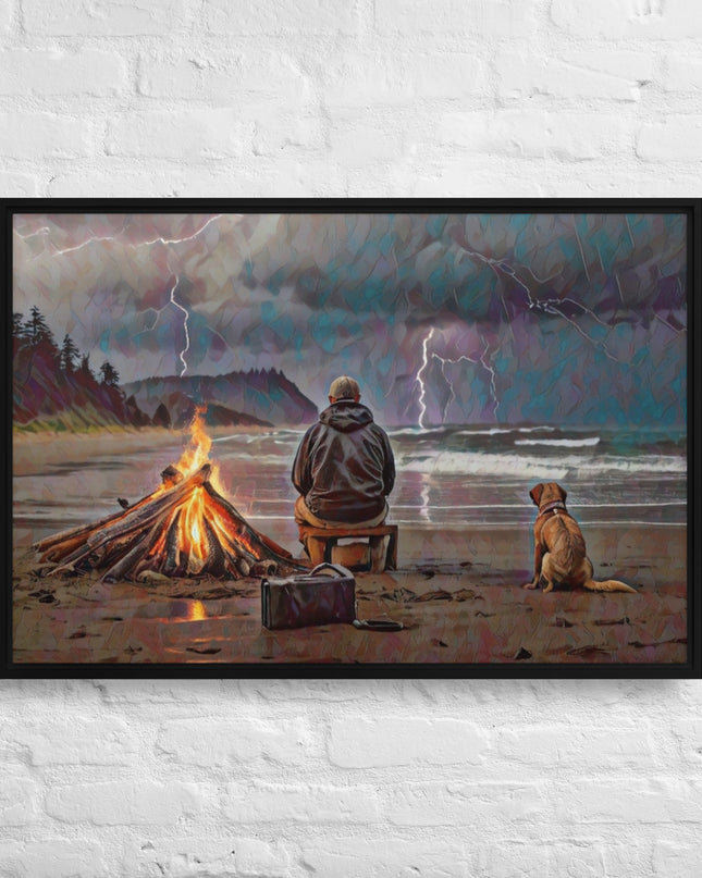 Bonfire in the Storm Digital Art - Framed canvas - FREE Shipping