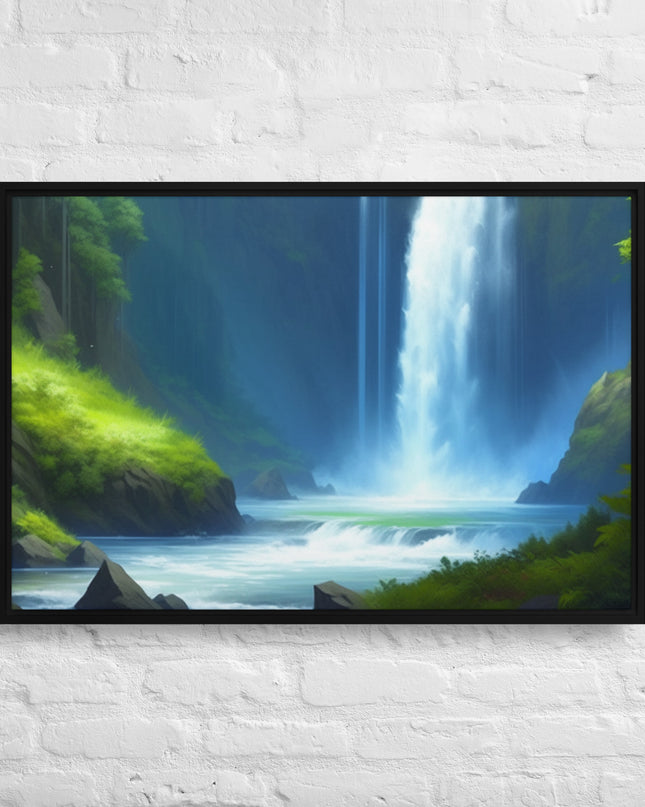 Oregon Waterfall - Digital Art - Framed canvas - FREE SHIPPING