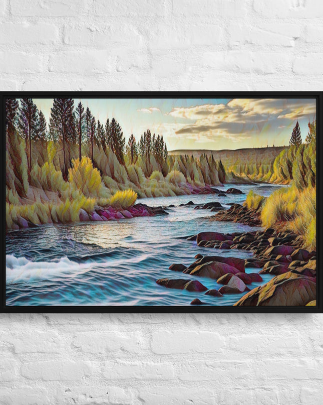 Oregon River - Digital Art - Framed canvas - FREE SHIPPING