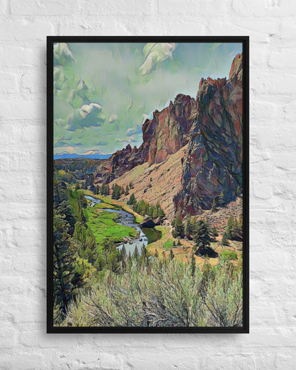 Smith Rock - Digital Art - Framed canvas - FREE Shipping