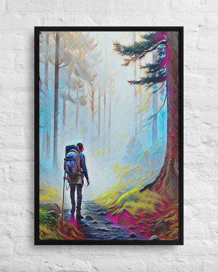 Hiking the Oregon Woods - Digital Art - Framed canvas - FREE SHIPPING