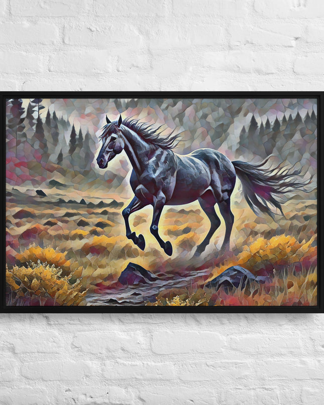 Oregon Running Horse - Digital Art - Framed canvas - FREE SHIPPING