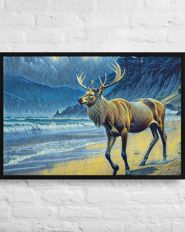 Elk on the Beach - Framed canvas - FREE SHIPPING