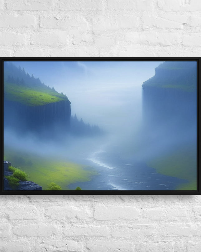 Foggy River - Digital Art - Framed canvas - FREE SHIPPING