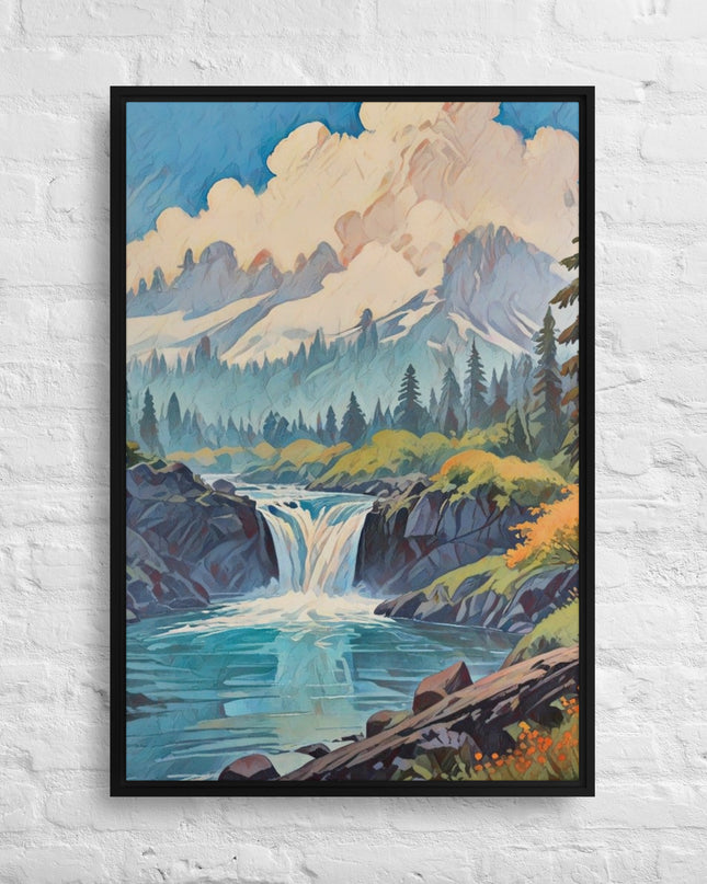 Oregon Hidden Pool - Digital Art Framed canvas - FREE SHIPPING