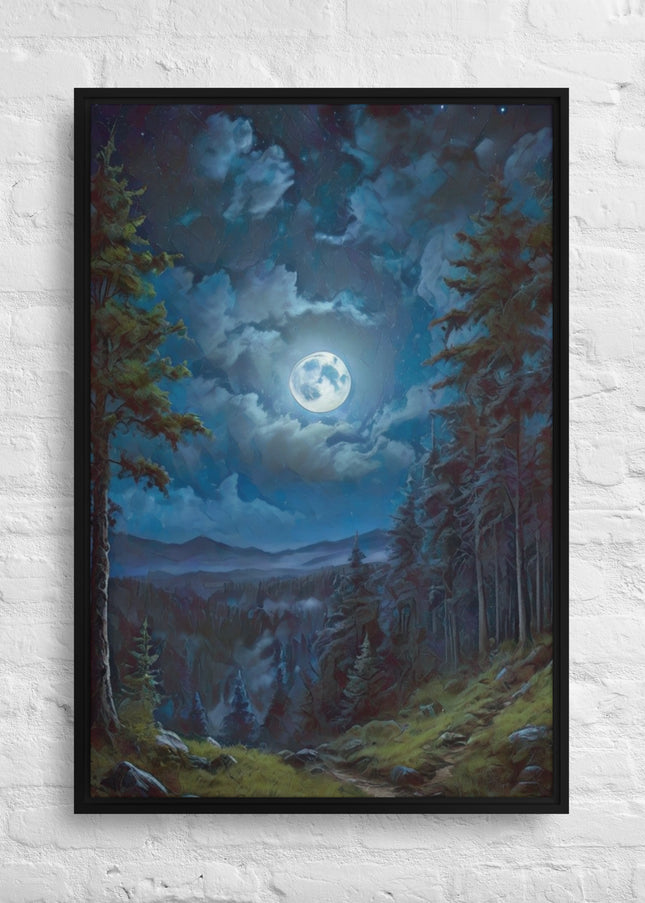 Moon Light in Oregon - Digital Art - Framed canvas - FREE SHIPPING
