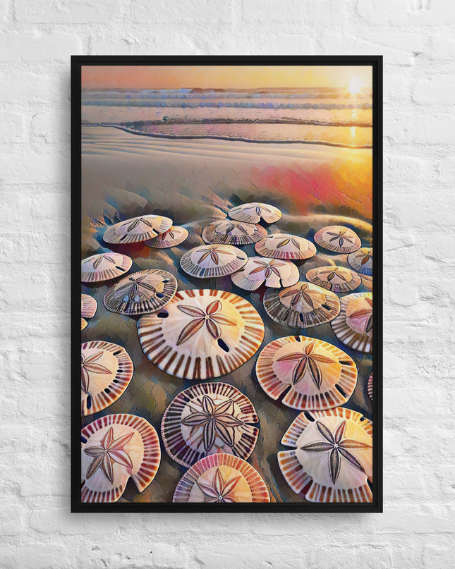 Oregon Sand Dollars - Digital Art -Framed canvas - FREE SHIPPING