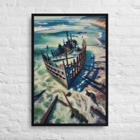 Thumbnail for Ship Wreck on the Oregon Coast - Digital Art - Framed canvas - FREE SHIPPING