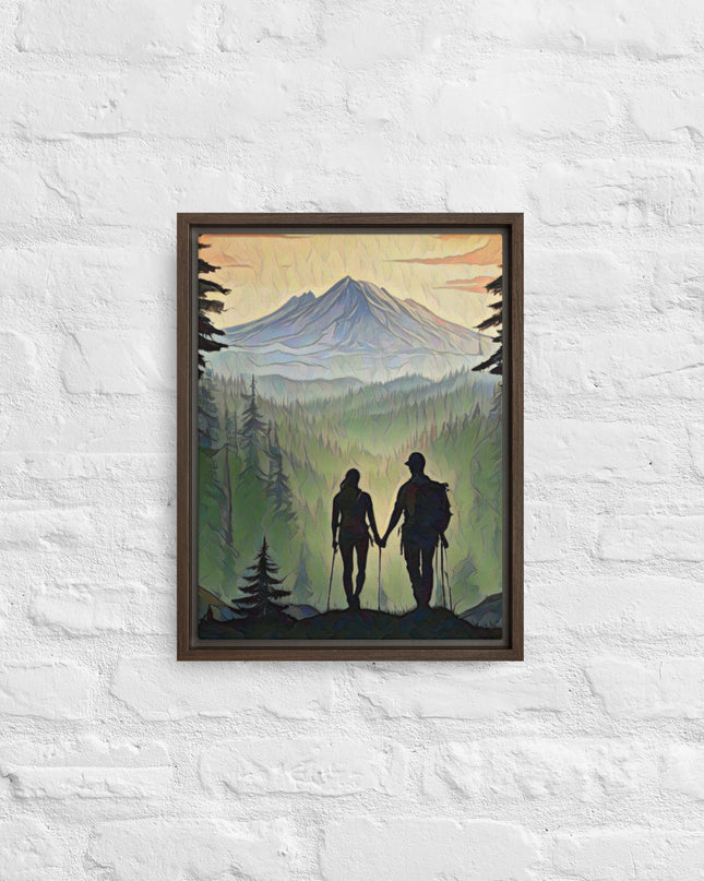 Oregon Hikers - Digital Art - Framed canvas - FREE SHIPPING