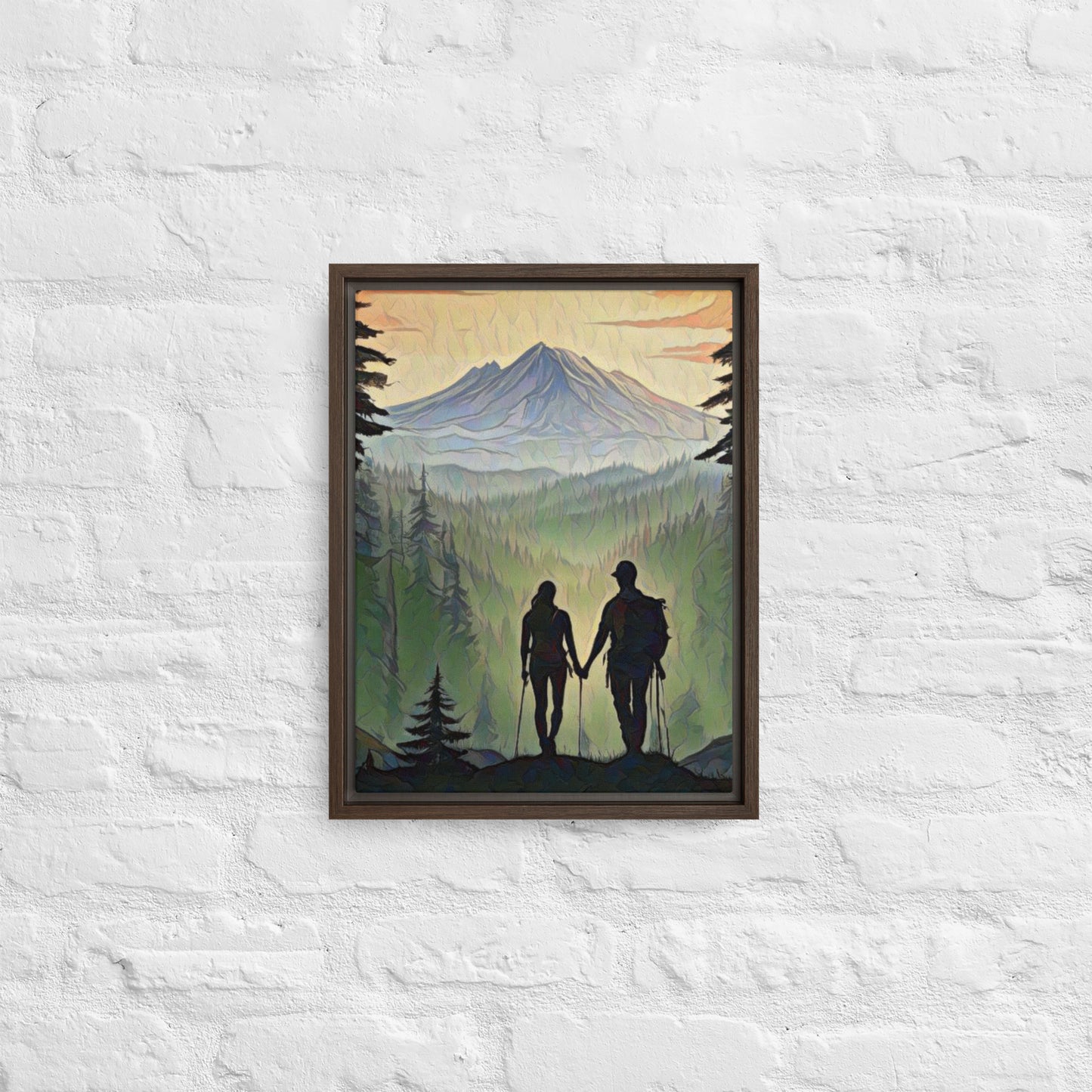 Oregon Hikers - Digital Art - Framed canvas - FREE SHIPPING