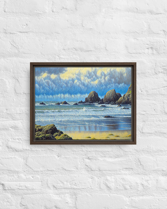 Oregon Coast - Digital Art - Framed canvas FREE SHIPPING