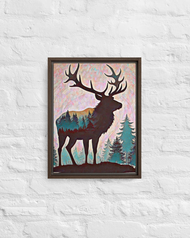 Oregon Elk in the Forest - Digital Art - Framed canvas - FREE Shipping