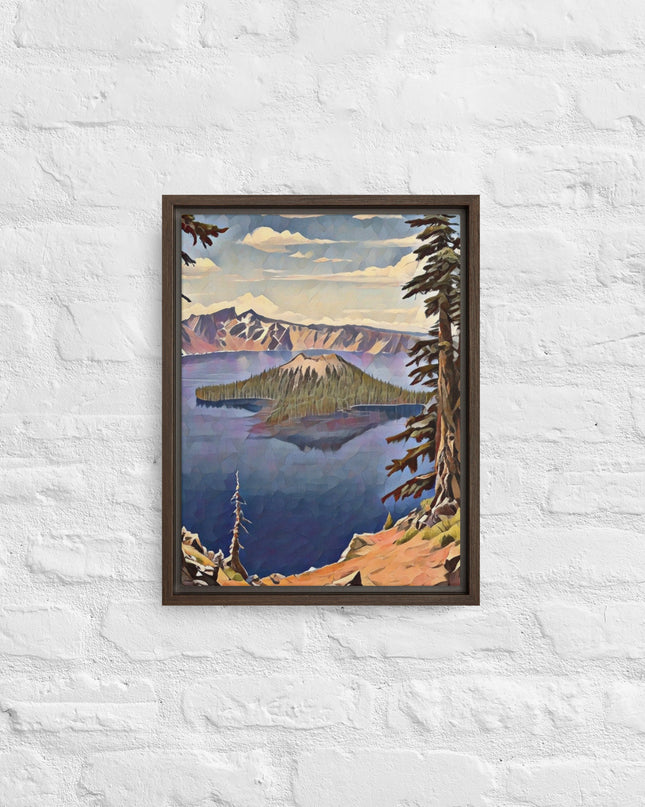 Crater Lake - Digital Art - Framed canvas - FREE SHIPPING