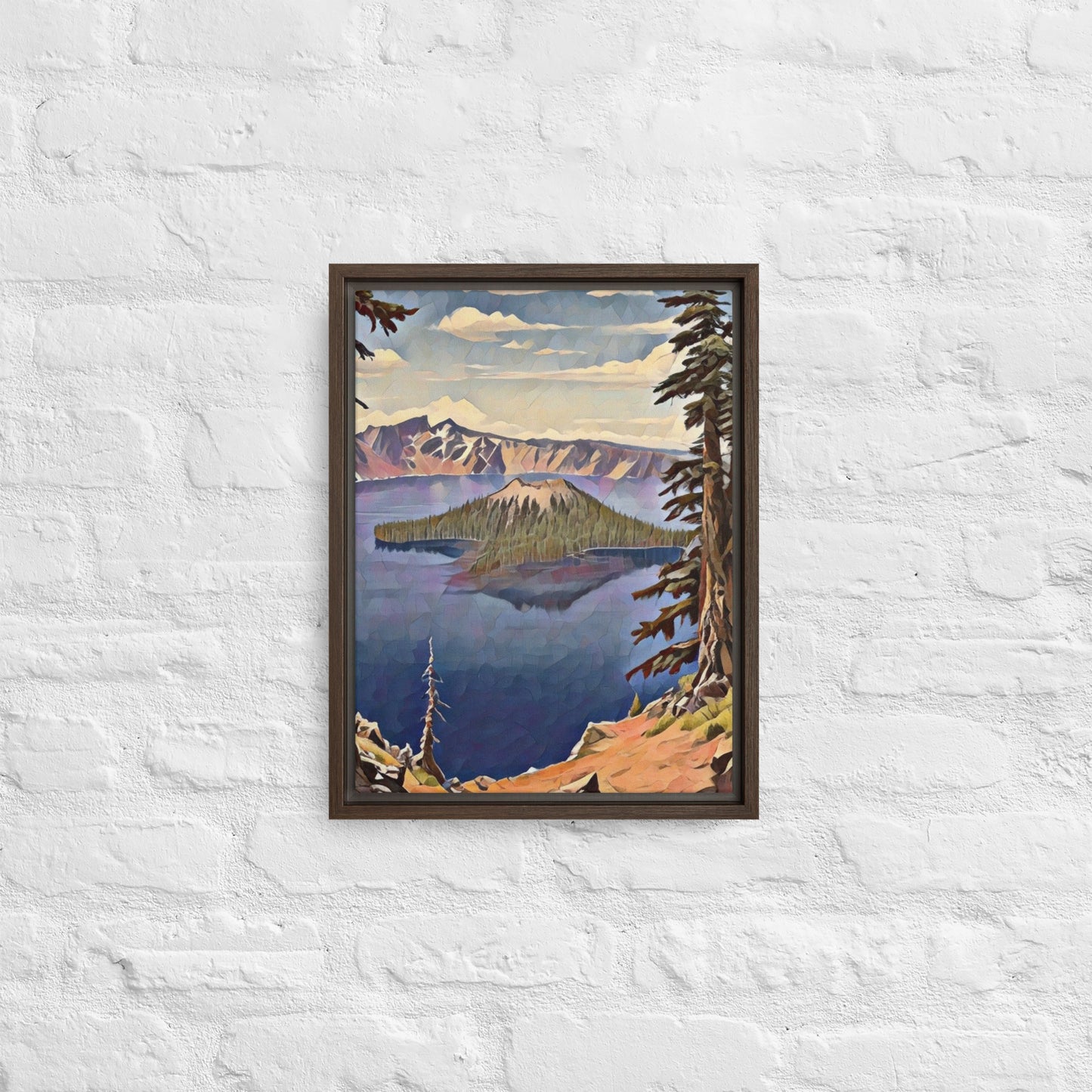 Crater Lake - Digital Art - Framed canvas - FREE SHIPPING