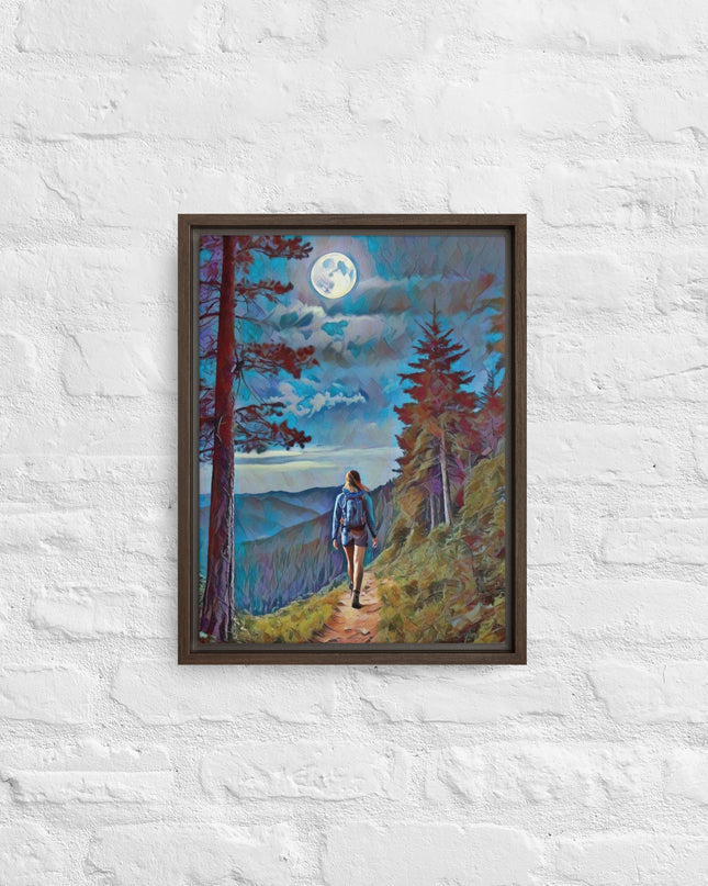 Oregon Full Moon Hiking - Digital Art - Framed canvas - FREE SHIPPING