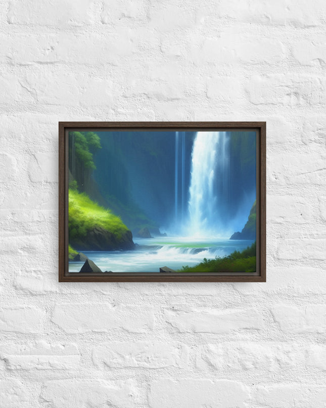 Oregon Waterfall - Digital Art - Framed canvas - FREE SHIPPING