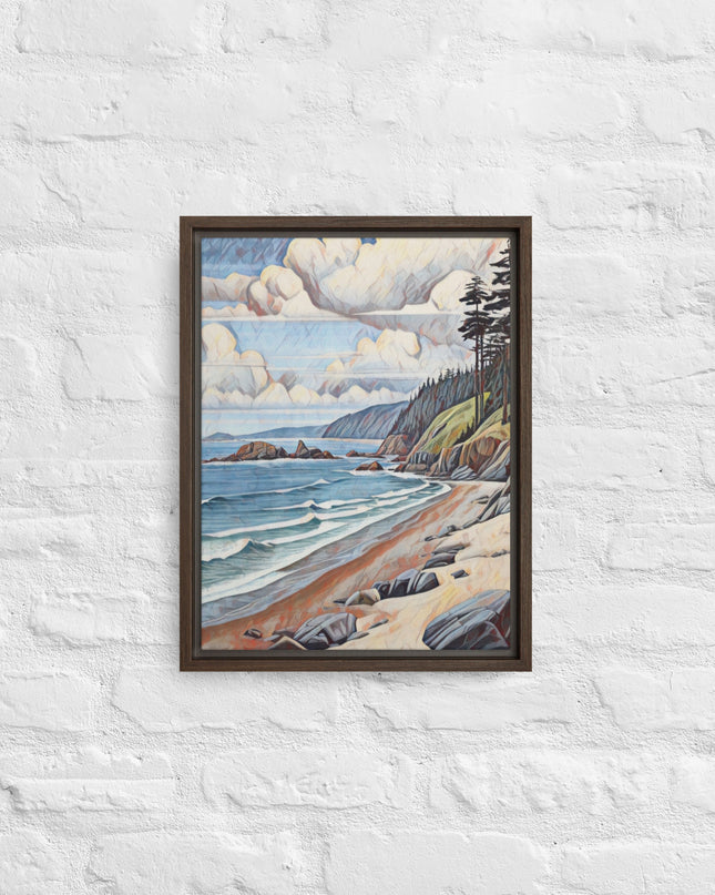 Oregon Coastline - Digital Art - Framed canvas - FREE SHIPPING