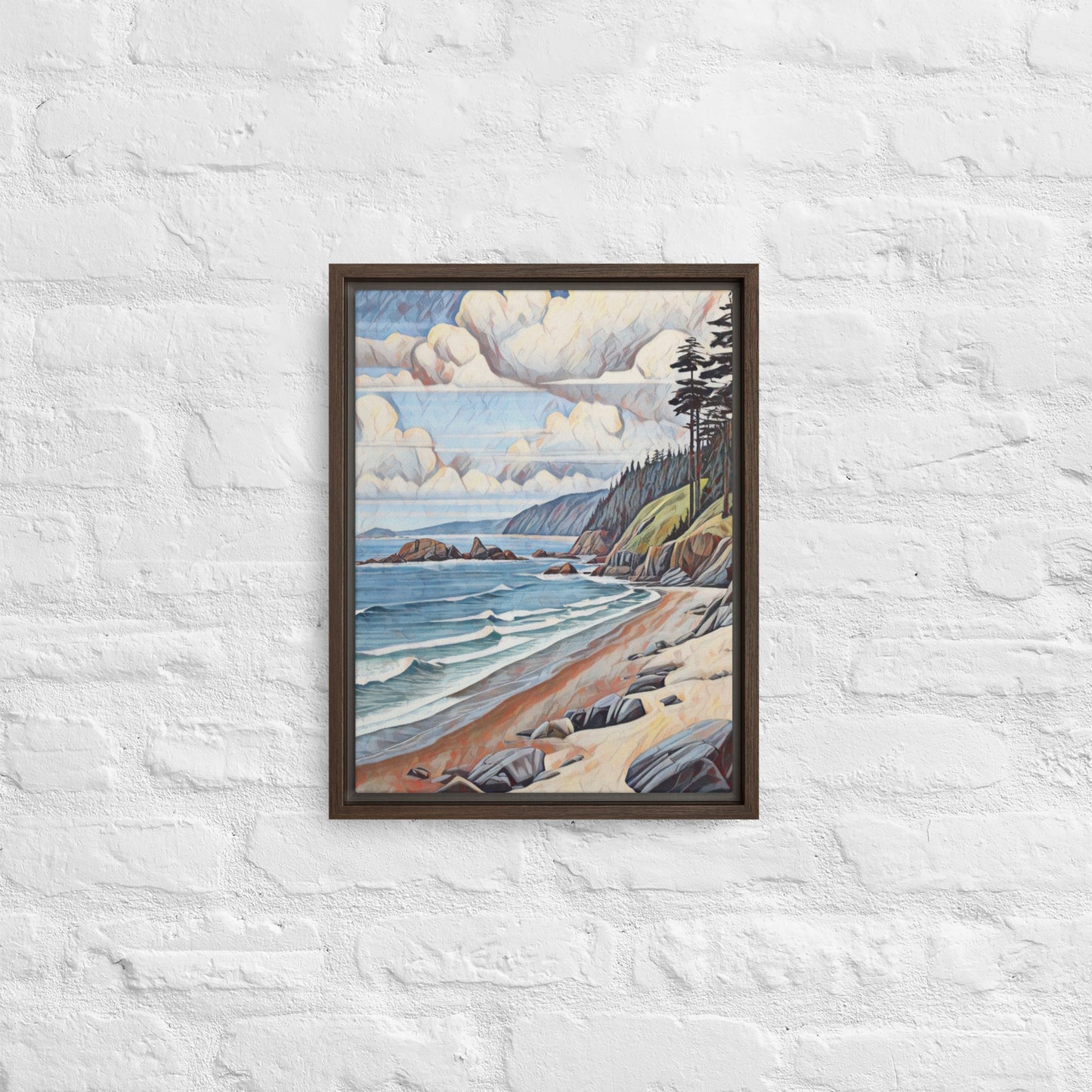 Oregon Coastline - Digital Art - Framed canvas - FREE SHIPPING