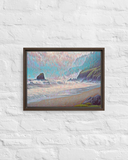 Oregon Ocean Beach - Digital Art - Framed canvas - FREE SHIPPING