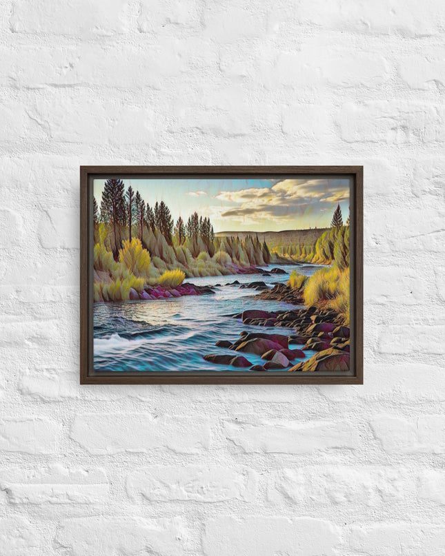 Oregon River - Digital Art - Framed canvas - FREE SHIPPING