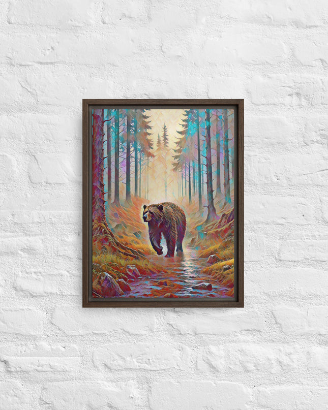 Oregon Bear in the Woods - Digital Art - Framed canvas - FREE SHIPPING