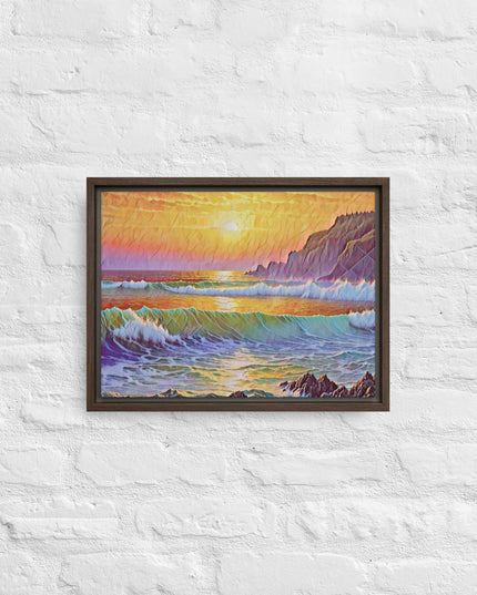 Oregon Coast Sunset - Digital Art - Framed canvas - FREE Shipping