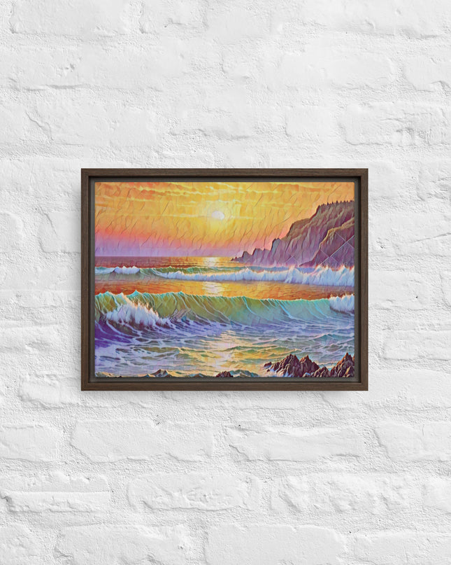 Oregon Coast Sunset - Digital Art - Framed canvas - FREE Shipping