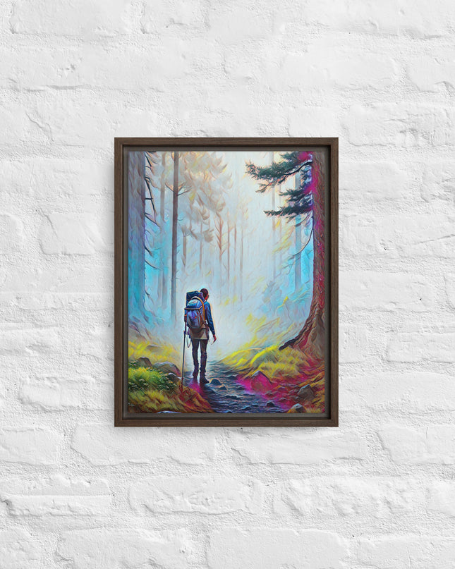 Hiking the Oregon Woods - Digital Art - Framed canvas - FREE SHIPPING