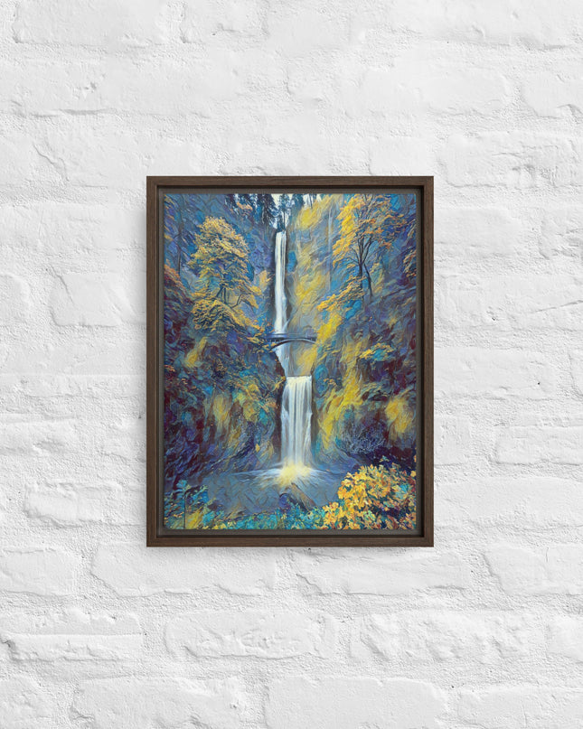 Multnomah Falls/Blue - Digital Art - Framed canvas - FREE SHIPPING