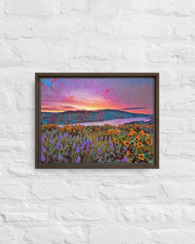 Columbia Gorge Wildflowers - Digital Art - Framed canvas - FREE SHIPPING