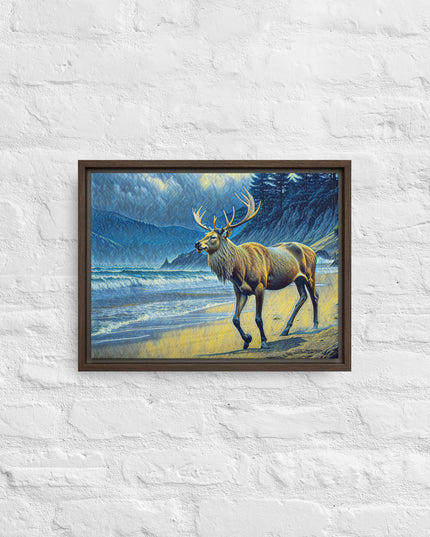 Elk on the Beach - Framed canvas - FREE SHIPPING