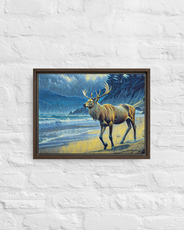 Elk on the Beach - Framed canvas - FREE SHIPPING