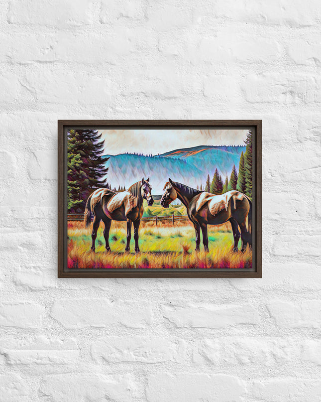 Central Oregon Horses - Digital Art - Framed canvas - FREE SHIPPING