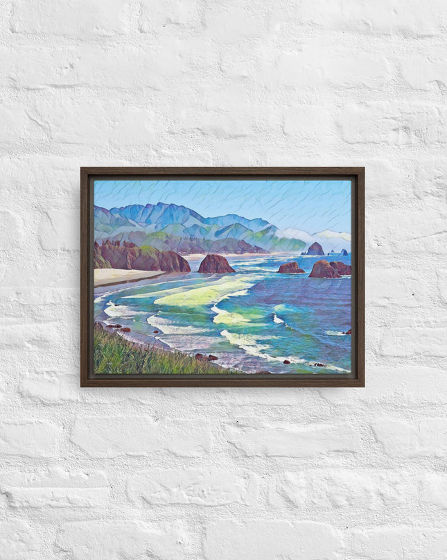 Ecola State Park - Digital Art - Framed canvas - FREE SHIPPING