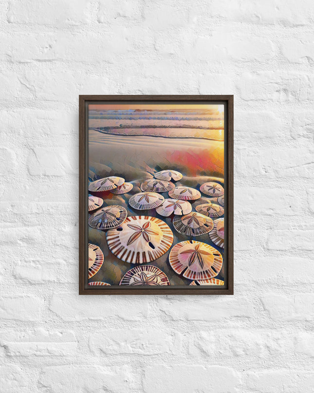 Oregon Sand Dollars - Digital Art -Framed canvas - FREE SHIPPING