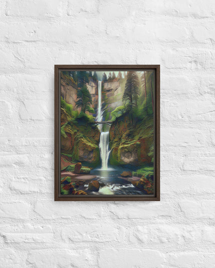 Multnomah Falls - Digital Art - Framed canvas - FREE SHIPPING