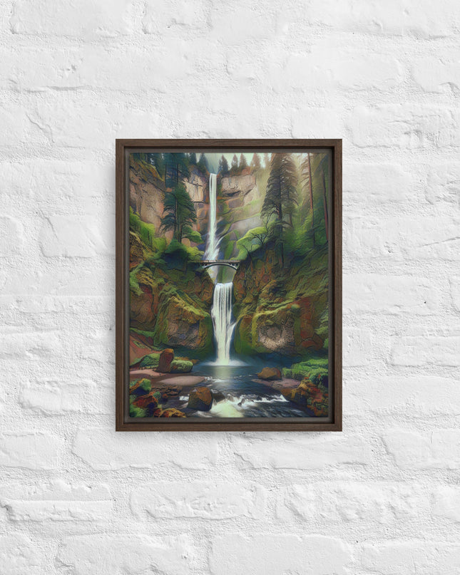 Multnomah Falls - Digital Art - Framed canvas - FREE SHIPPING