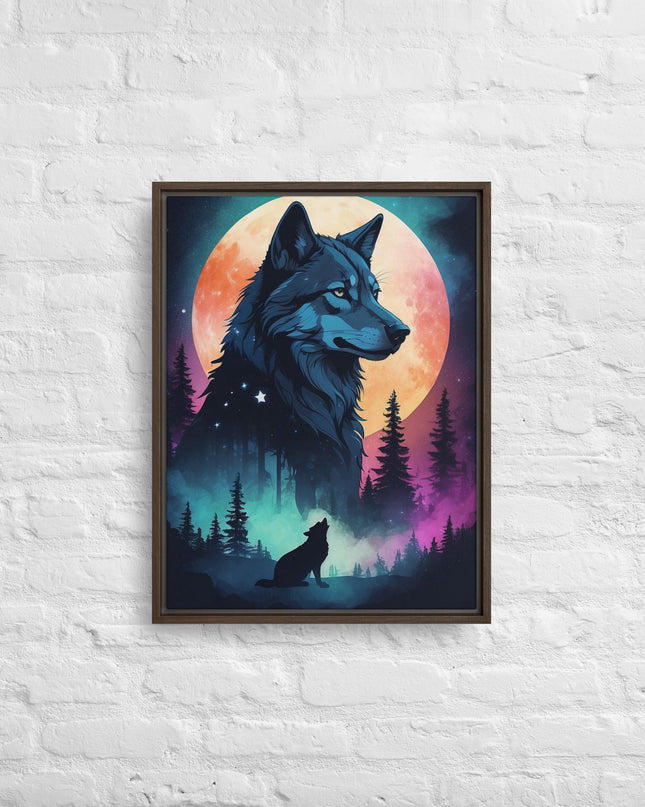 Lone Wolf - Digital Art - Framed canvas - FREE SHIPPING