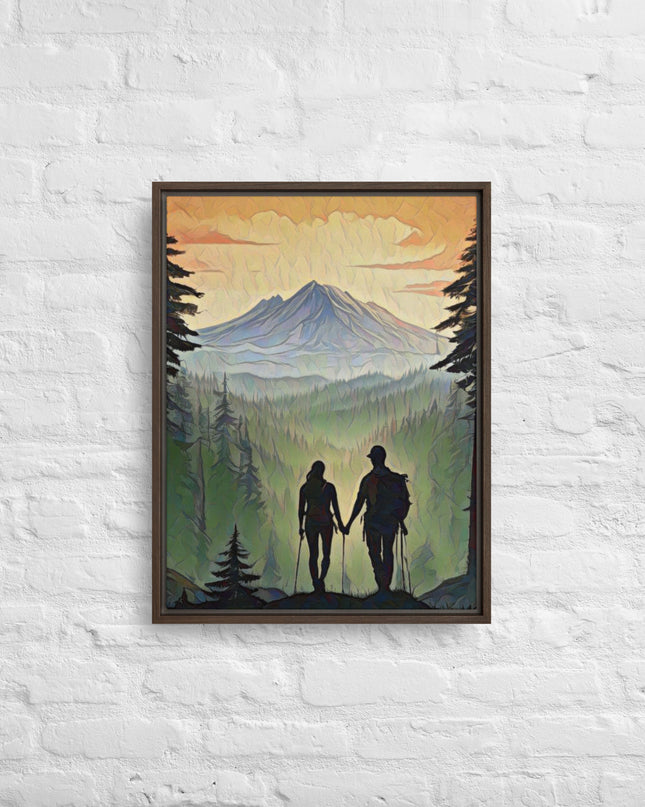 Oregon Hikers - Digital Art - Framed canvas - FREE SHIPPING