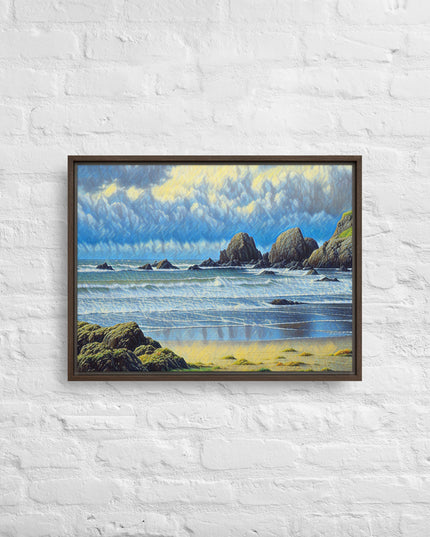 Oregon Coast - Digital Art - Framed canvas FREE SHIPPING