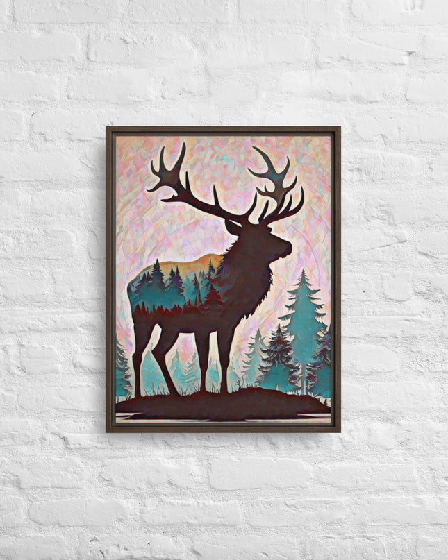 Oregon Elk in the Forest - Digital Art - Framed canvas - FREE Shipping