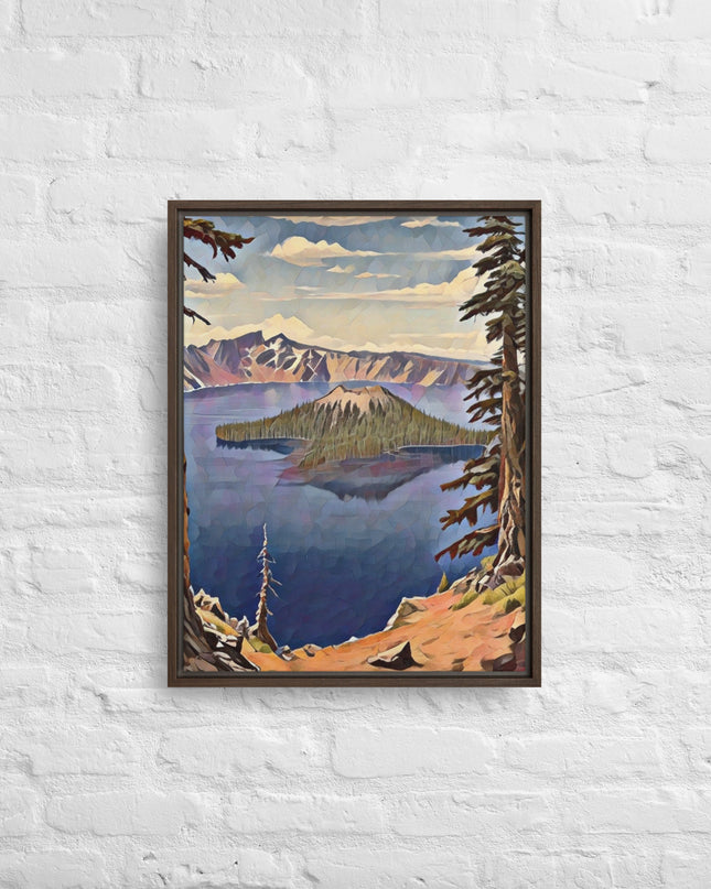 Crater Lake - Digital Art - Framed canvas - FREE SHIPPING