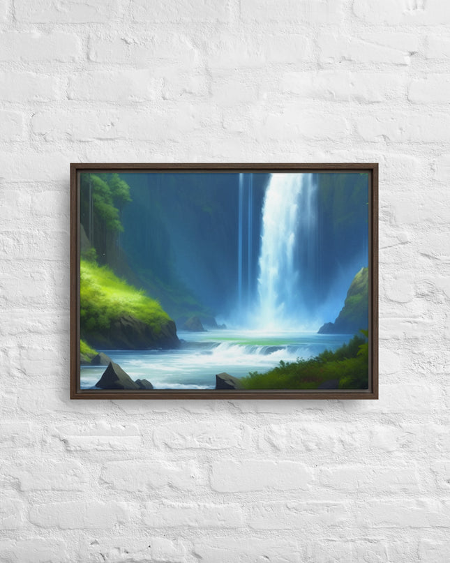 Oregon Waterfall - Digital Art - Framed canvas - FREE SHIPPING