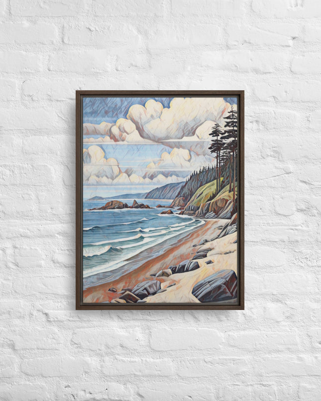 Oregon Coastline - Digital Art - Framed canvas - FREE SHIPPING