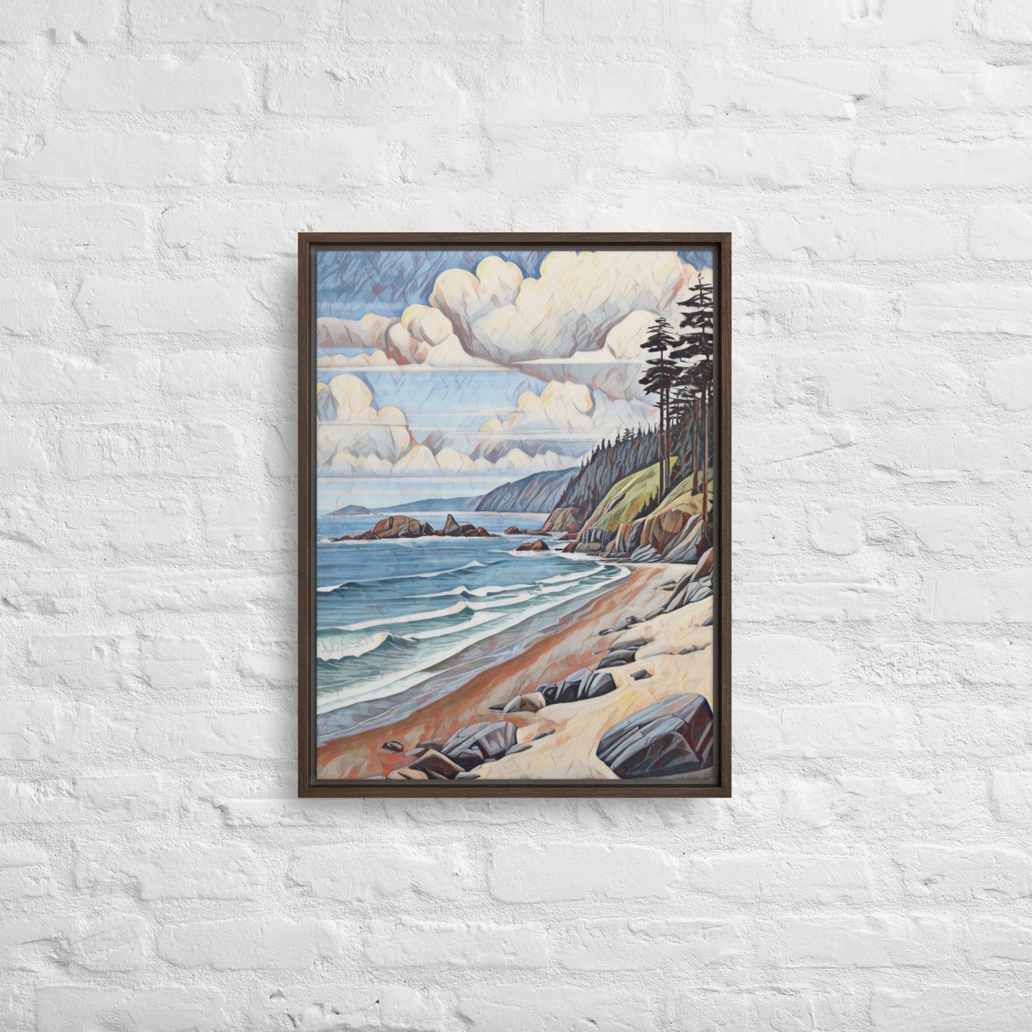 Oregon Coastline - Digital Art - Framed canvas - FREE SHIPPING