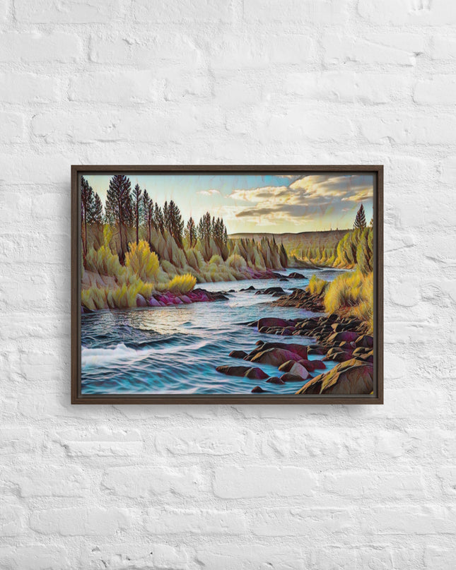 Oregon River - Digital Art - Framed canvas - FREE SHIPPING