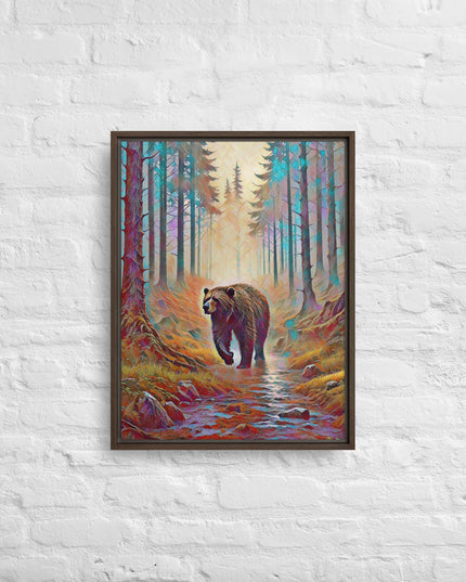 Oregon Bear in the Woods - Digital Art - Framed canvas - FREE SHIPPING